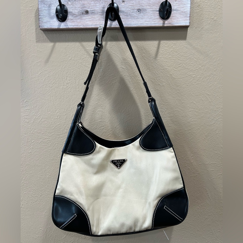 Prada Beige and Black Shoulder Bag - Picture 3 of 12